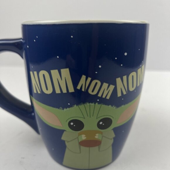 Baby Yoda Star Wars Mandalorian "Nom Nom Nom" Ceramic Mug 25 oz. Blue - Picture 2 of 6